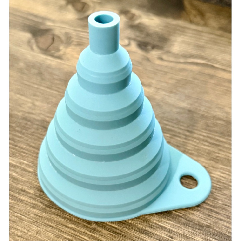 Collapsible Silicone Funnel Kitchen Tool Blue Excellent Flat Storage